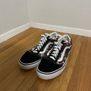 Vans Floral Black and White Sneakers
